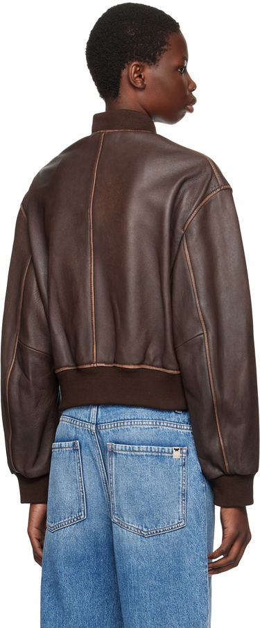 Bomberjakke Max Mara Weekend Max Mara Nappa Leather Bomber Jacket Brun | 2425446031600, 2