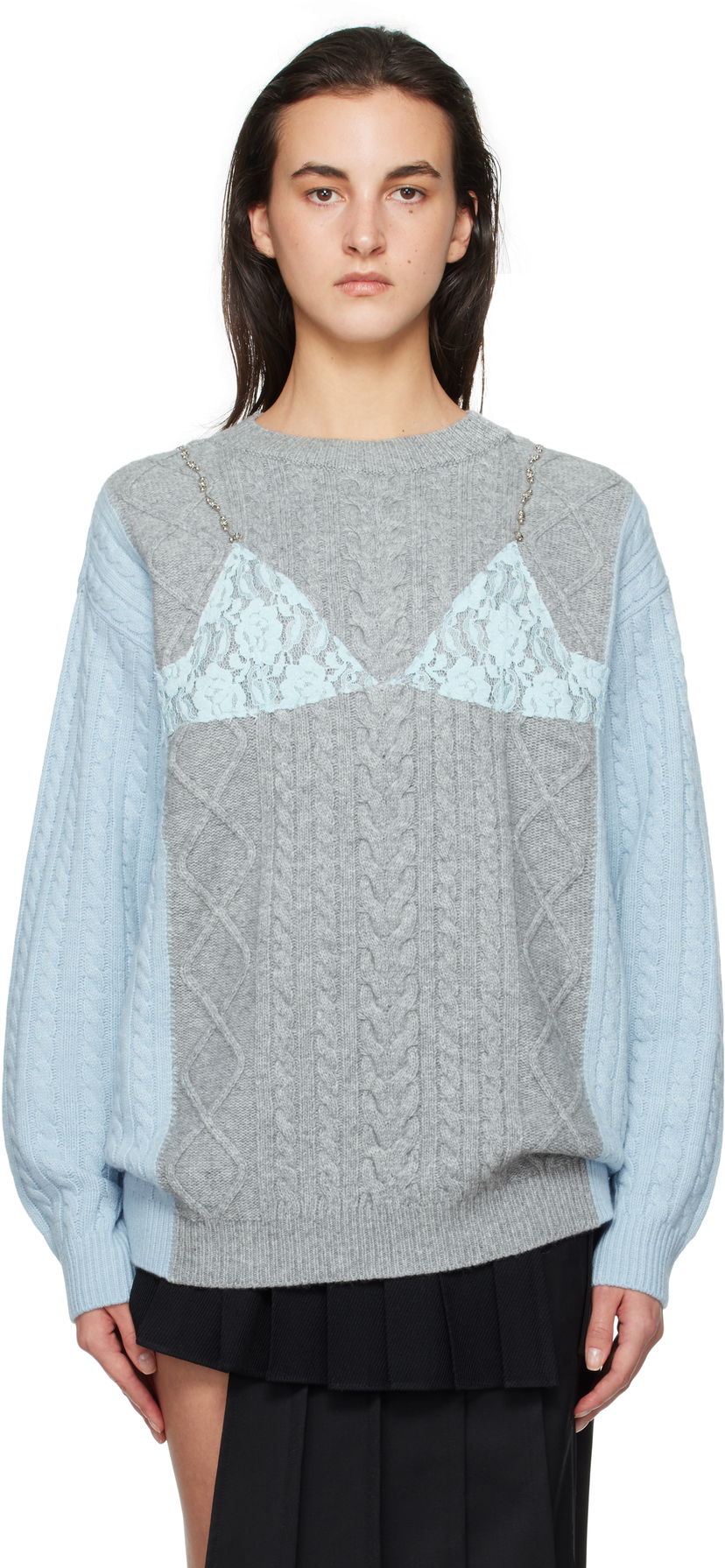 Sweater Andersson Bell Andersson Bell Lace Lingerie Knit Sweater Grå | atb1182w