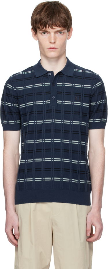 Polo skjorte Fred Perry Fred Perry Striped Rib Knitted Polo Blå | K9751, 0