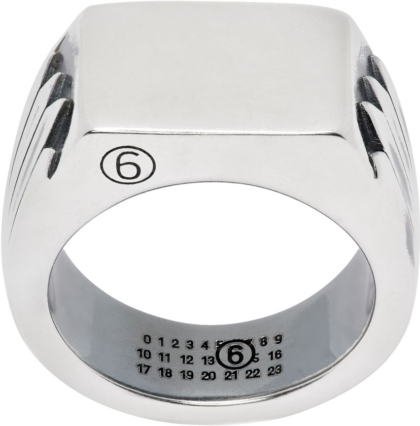Ring Maison Margiela MM6 Maison Margiela Silver Minimal Logo Ring Metalisk | SM7UQ0101 P8601