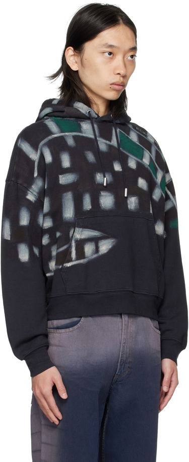 Sweatshirt Eckhaus Latta Eckhaus Latta Garment-Dyed Printed Hoodie Sort | 251-EL-PF25-P -, 4