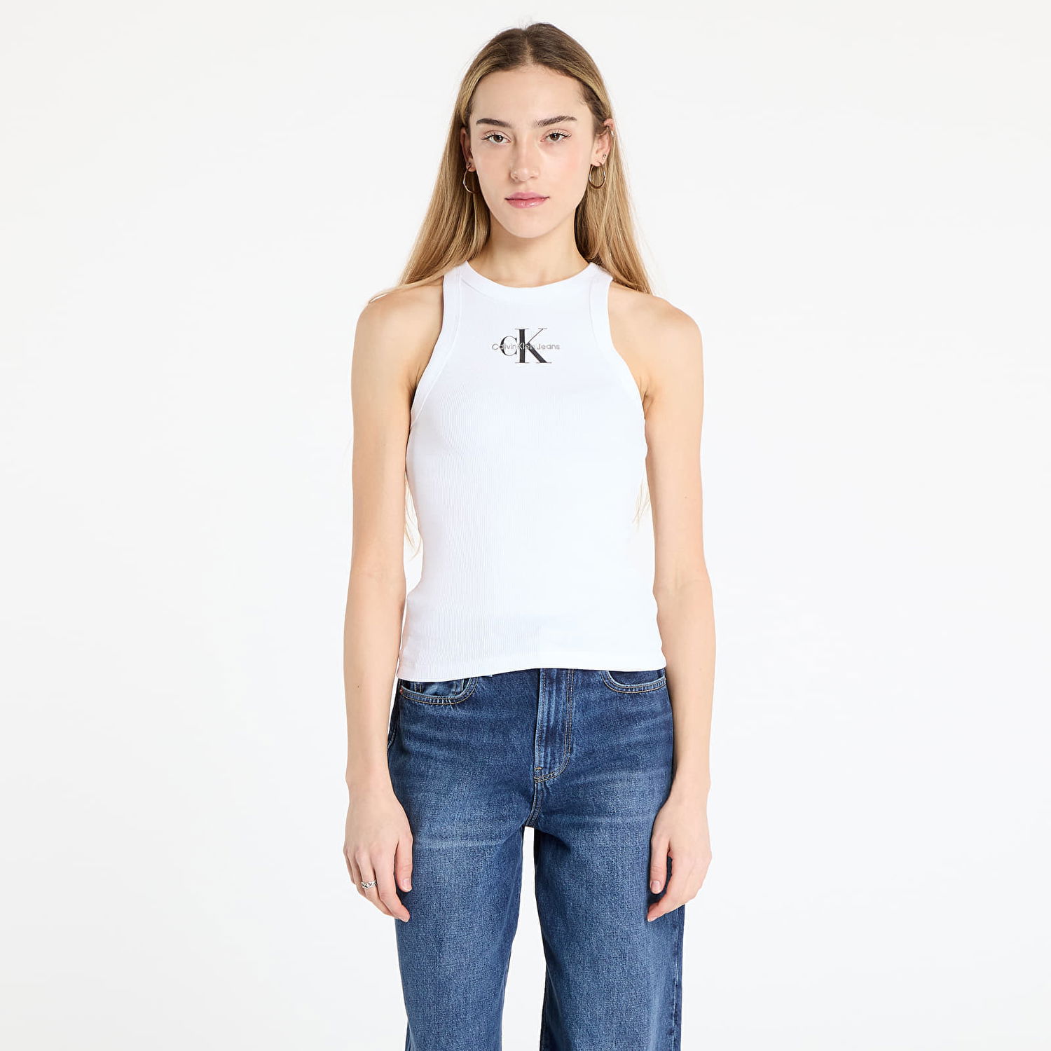 Tanktop CALVIN KLEIN Calvin Klein Jeans Rib Tank Top Hvid | J20J225301 YAA, 0