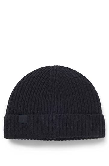 Beanie BOSS BECKHAM x BOSS ribbed beanie hat in virgin wool and cashmere Sort | 50552850