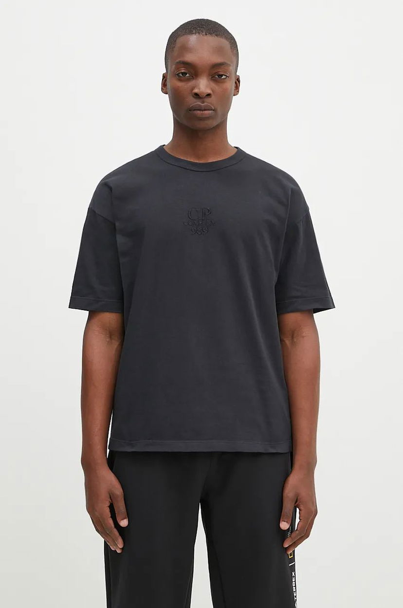 T-shirt C.P. Company T-Shirt Boxy Logo Blå | 17CMTS181A005697G