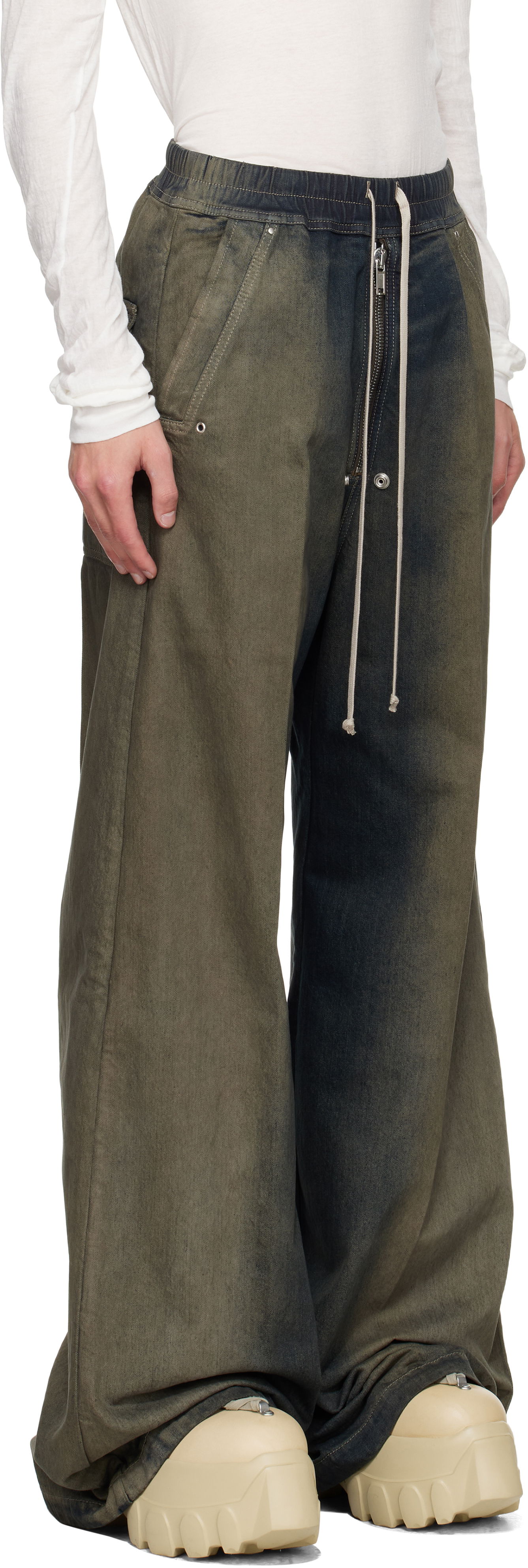 Jeans Rick Owens Rick Owens Wide Bela Jeans Grøn | RU02E1366 DKDEG, 1