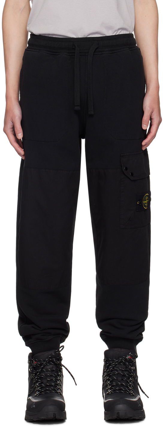 Joggingbukser Stone Island Black Double Knee Sweatpants Sort | 811564020