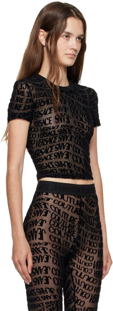 T-shirt Versace Versace Jeans Couture Tulle Flock Liquify T-Shirt Sort | E79HAH602_EJS490, 1