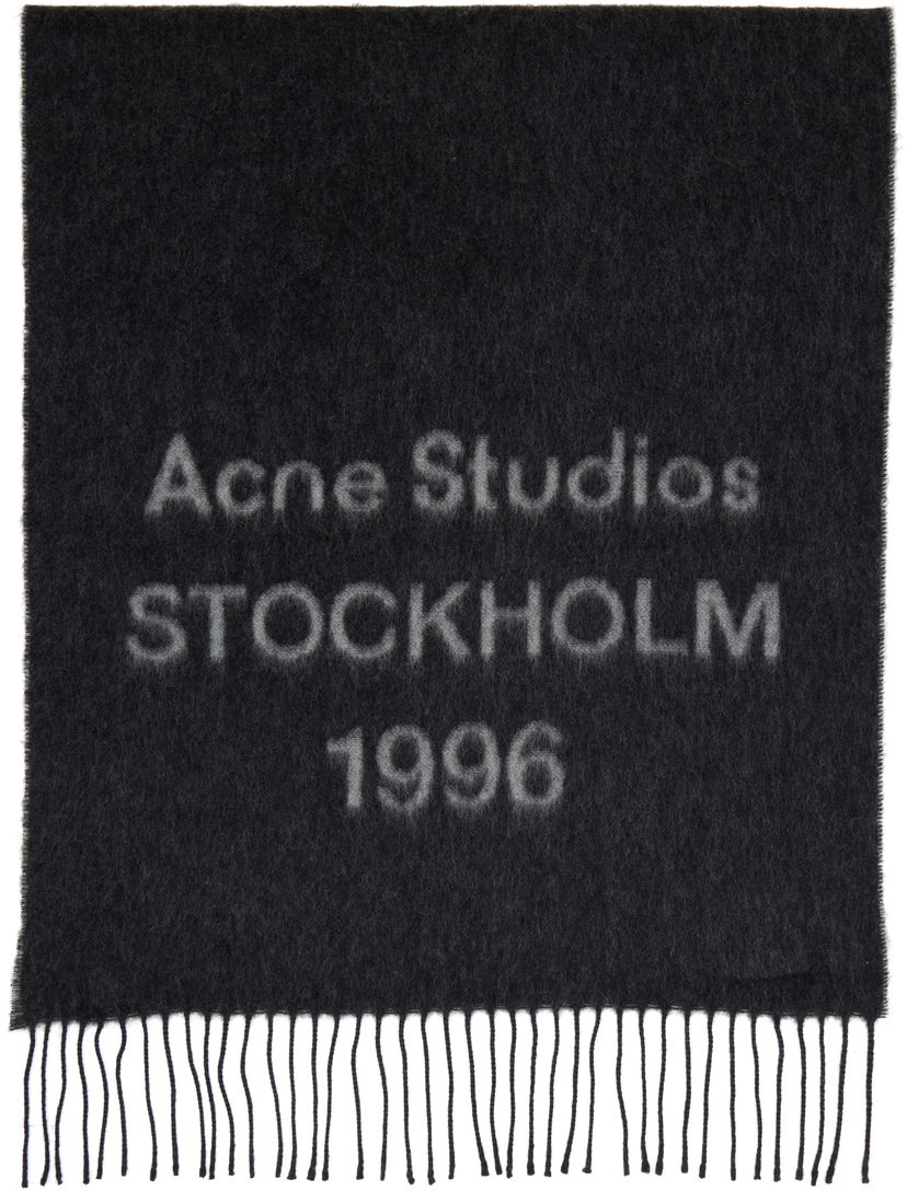 Tørklæde Acne Studios Acne Studios Logo Jacquard Scarf Sort | CA0367-