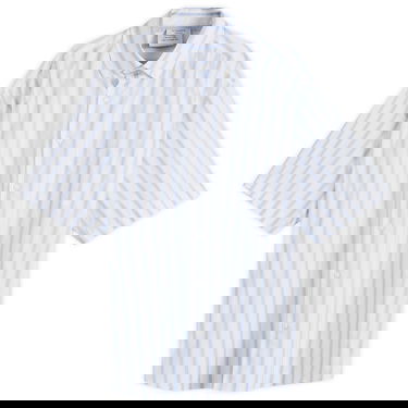 Skjorte VETEMENTS VETEMENTS Pinstripe Short Sleeve Shirt, Size Large Blå | UA66SH420L, 1