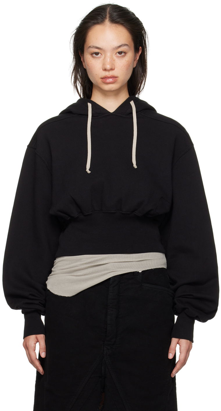 Sweatshirt Rick Owens Porterville Tatlin Cropped Hoodie Sort | DS02D2220 FP, 0