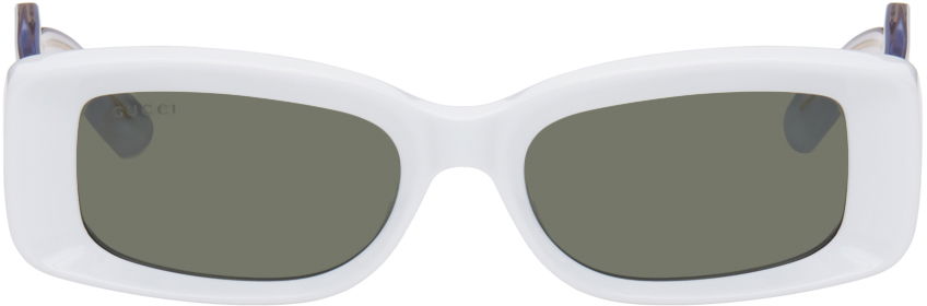 Tøj Gucci Gucci White Rectangular Sunglasses Grå | GG1528S, 0