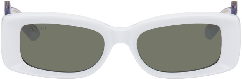 Tøj Gucci Gucci White Rectangular Sunglasses Grå | GG1528S
