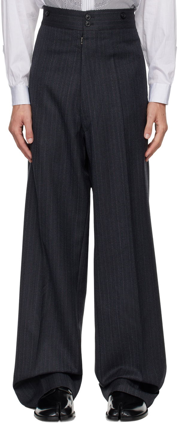 Bukser Maison Margiela Black Pleated Trousers Sort | S50KA0654 M35203