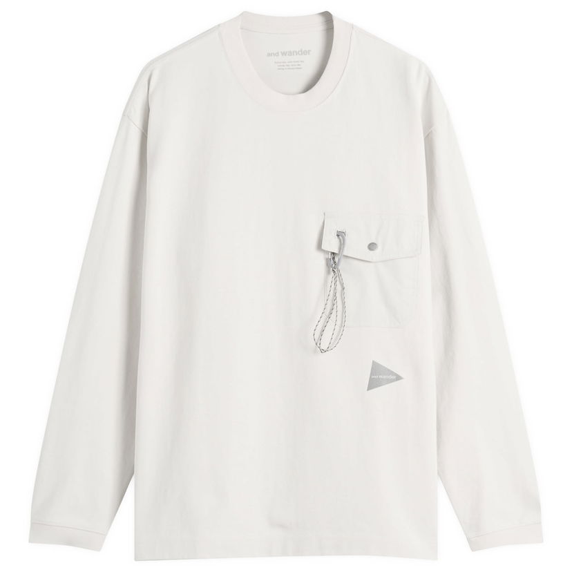 T-shirt and wander Heavy Cotton Longsleeve Pocket Tee, Size Small Hvid | 5745284082-021