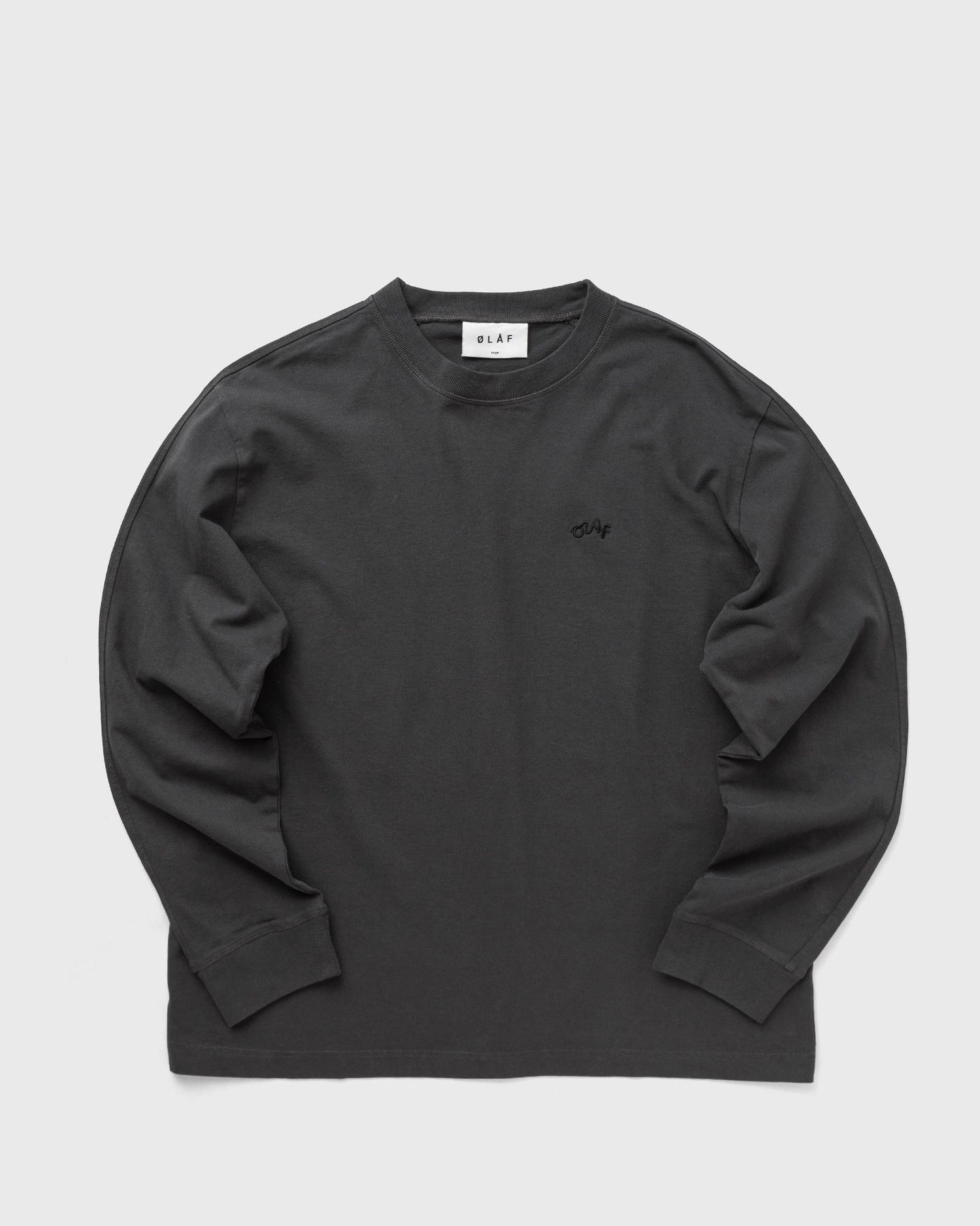 T-shirt ØLÅF Long Sleeve Signature T-Shirt Sort | M220110-CHARCOAL, 0