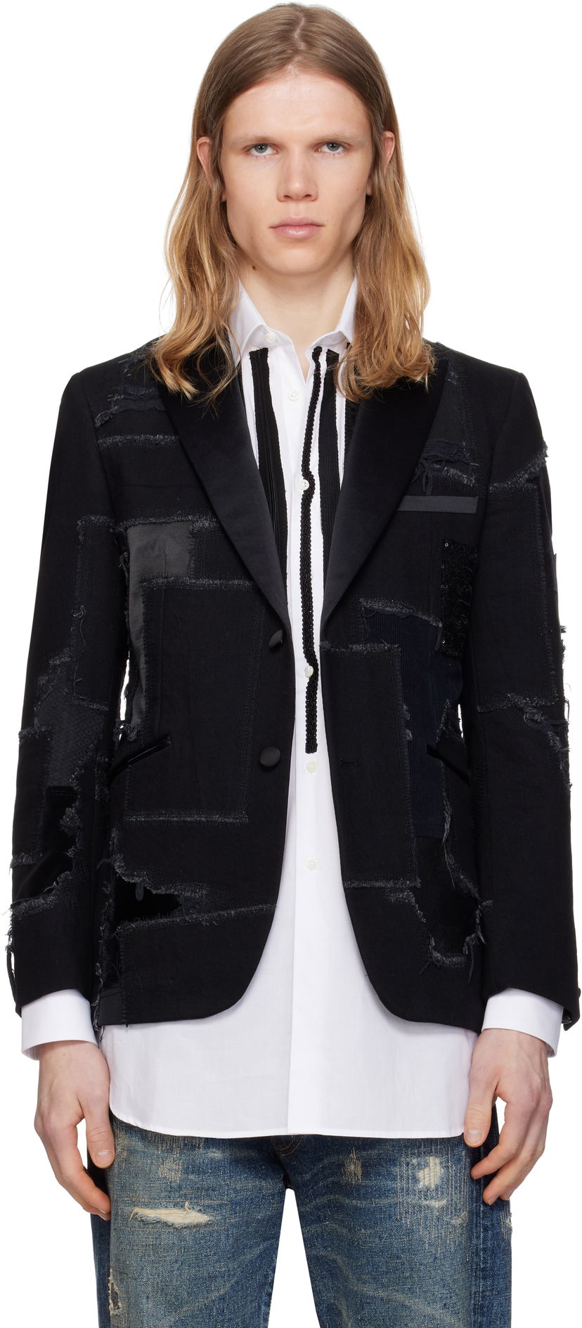 Jakke Junya Watanabe Junya Watanabe Patchwork Blazer Sort | WO-J033-051