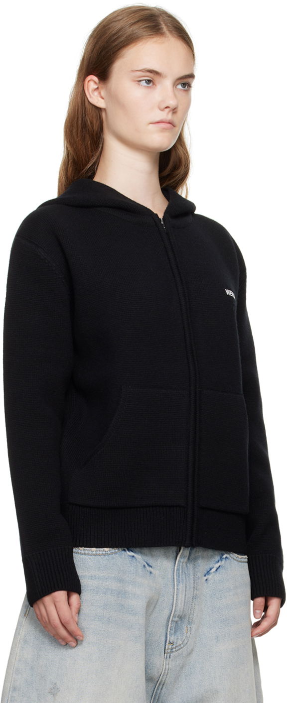 Sweatshirt We11done We11done Embroidered-Logo Zip-Up Hoodie Sort | WD-KJ2-24-605-W-BK, 1