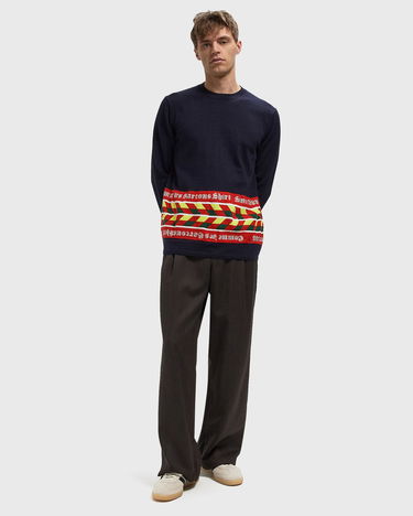 Sweater Comme des Garçons Striped Crewneck Knitted Sweater Mørkeblå | FP-N002-W25-2, 2