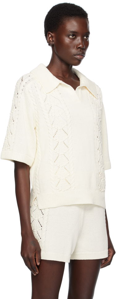 Polo skjorte Loulou de Saison Loulou de Saison Kina Knit Polo Shirt Hvid | KINA, 1