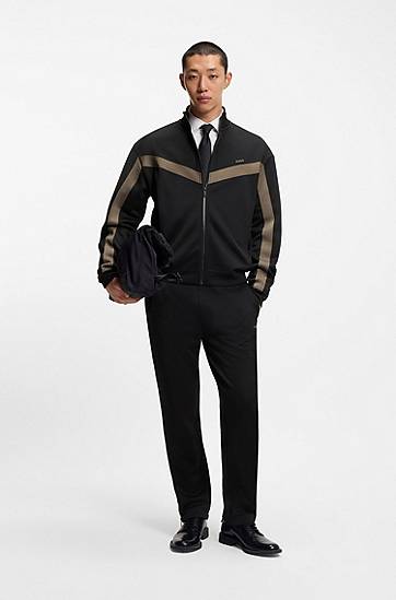 Joggingbukser BOSS Relaxed-fit tracksuit bottoms with logo tape and ankle zippers Sort | 50551351, 1