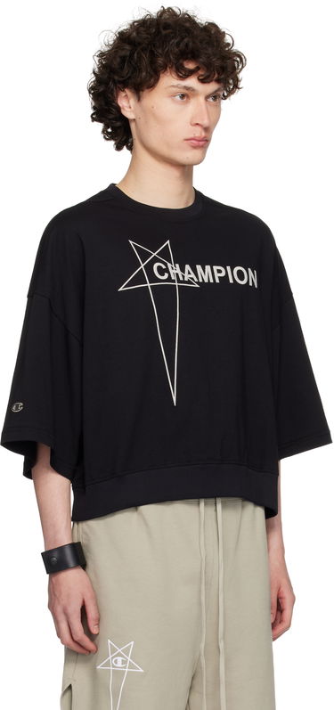 T-shirt Rick Owens Rick Owens Champion Edition Tommy Cropped T-Shirt Sort | CM01E1677 CHJG JERSEY, 1