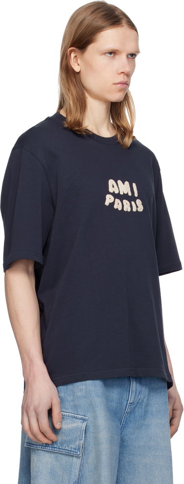 T-shirt AMI AMI Paris Cotton Patch T-Shirt Mørkeblå | UTS075.726, 1