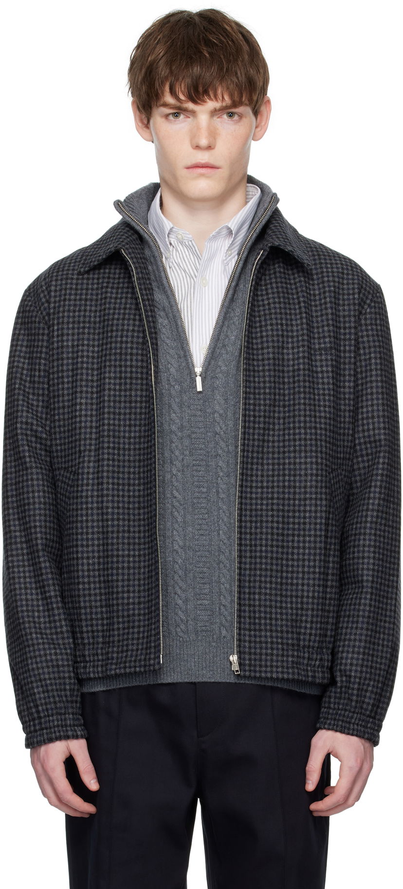 Jakke A.P.C. A.P.C. Gilbert Houndstooth Jacket Mørkeblå | WOARZ-M32018