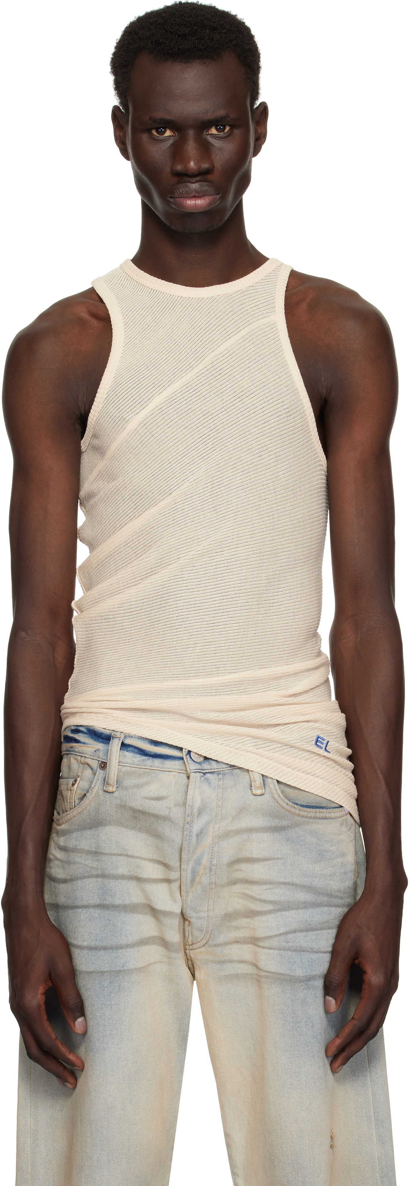 Tanktop Eckhaus Latta Eckhaus Latta Spiral Tank Top Beige | 1108-EL-PS25-O - OAT, 0