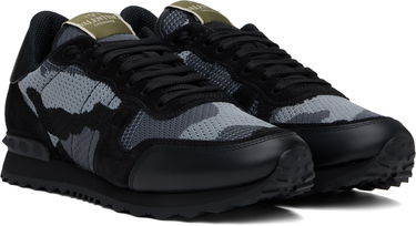 Skopleje Valentino Valentino Garavani Rockrunner Mesh Camouflage Sort | 6Y2S0723QRK, 3