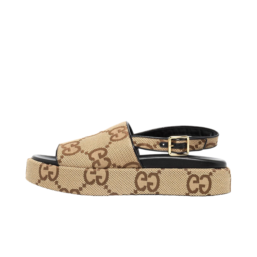 Sneakers og sko Gucci Angelina Supreme Platform 30mm Sandal Camel Canvas Beige | 695078 UK0D0