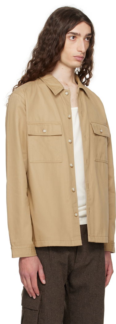 Skjorte BOSS Oversized-Fit Cotton Gabardine Shirt with Chest Pockets Beige | 50545383, 1