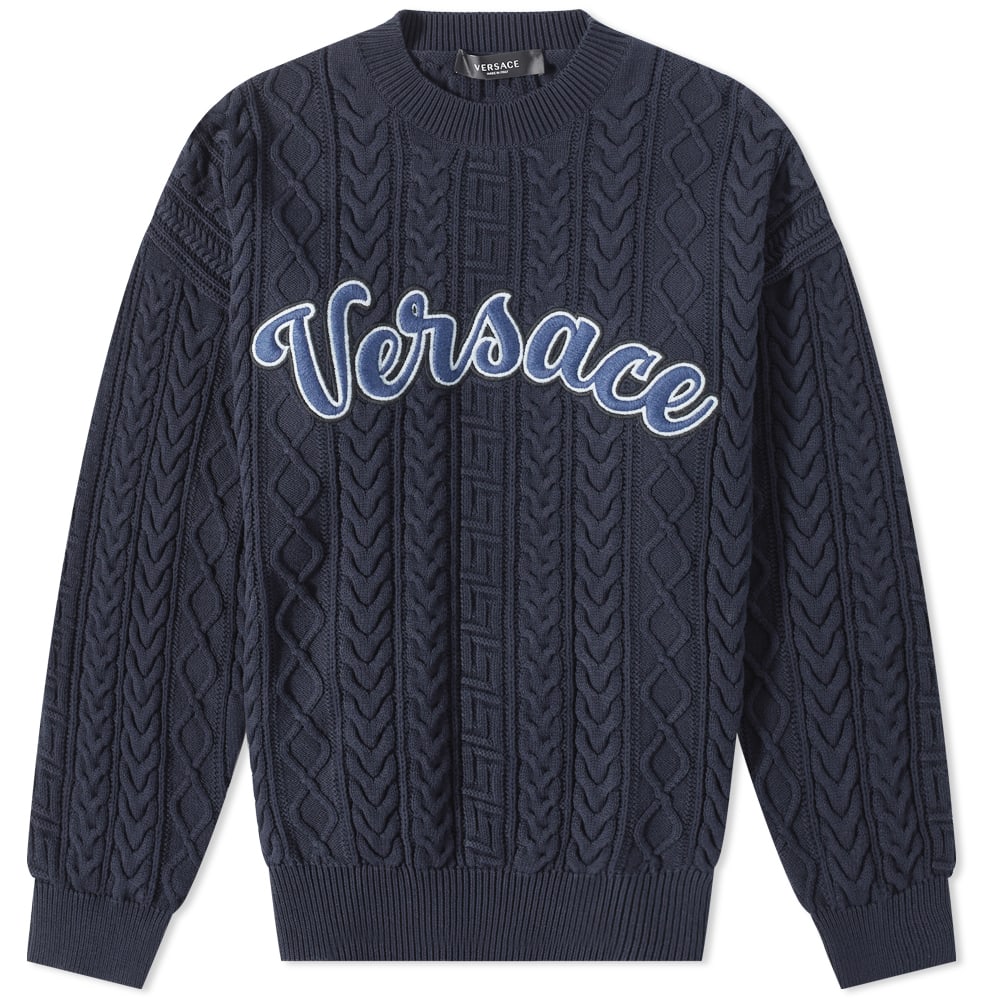 Sweater Versace Varsity Intarsia Knit Mørkeblå | 1007805-1A05531-1UE40, 0