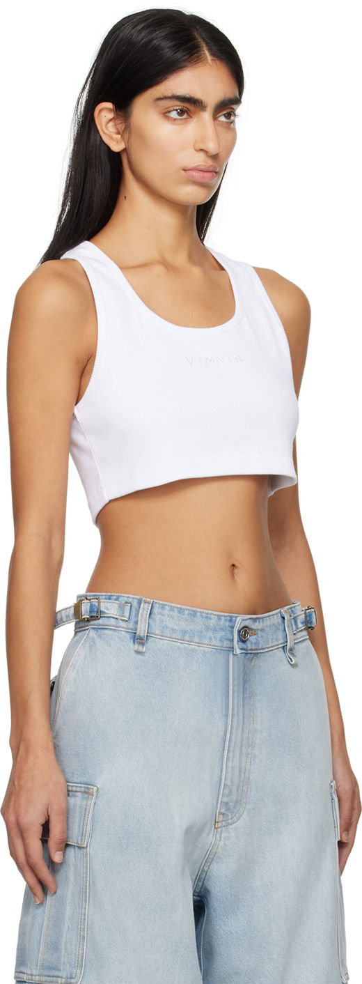 Tanktop VETEMENTS Embroidered Cropped Tank Top Hvid | VL20TR320W, 1