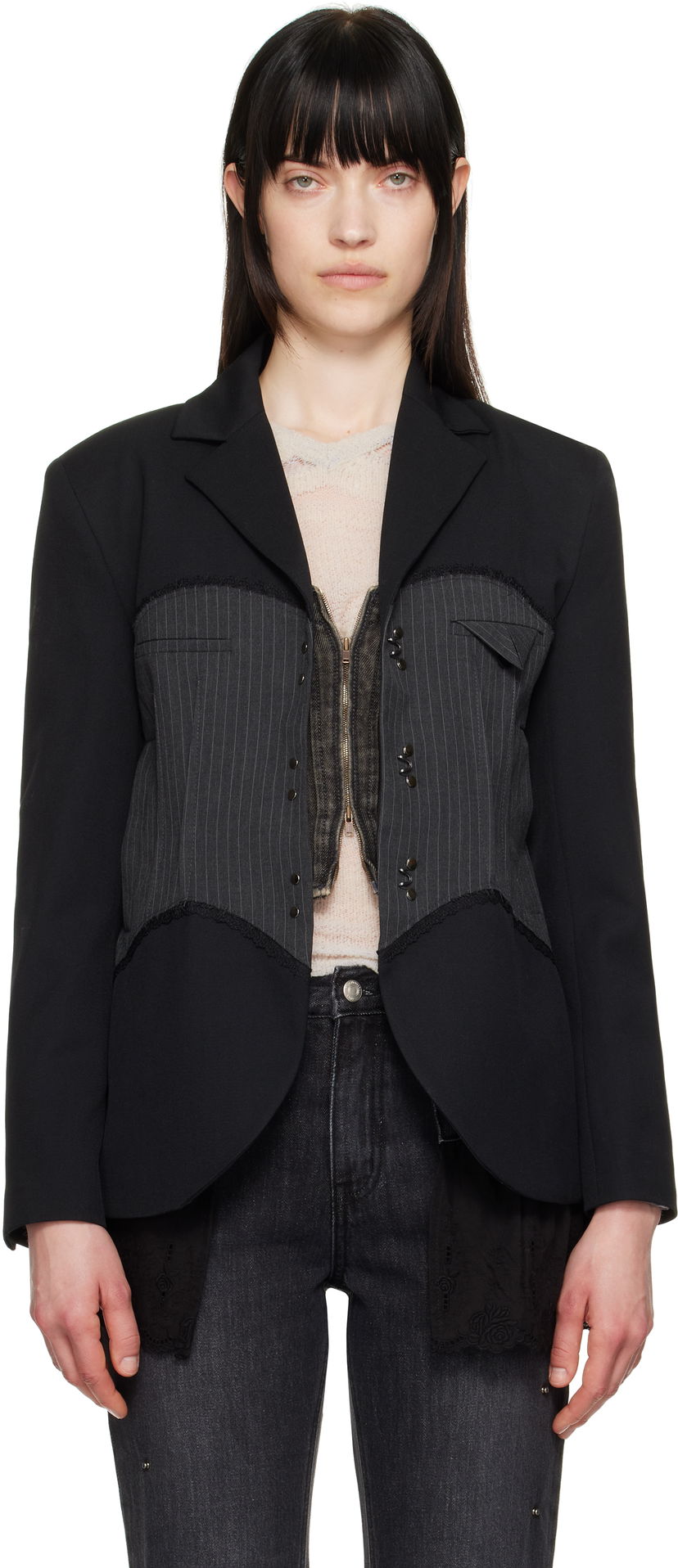 Jakke Andersson Bell Andersson Bell Corset Inserted Blazer Sort | awa684w