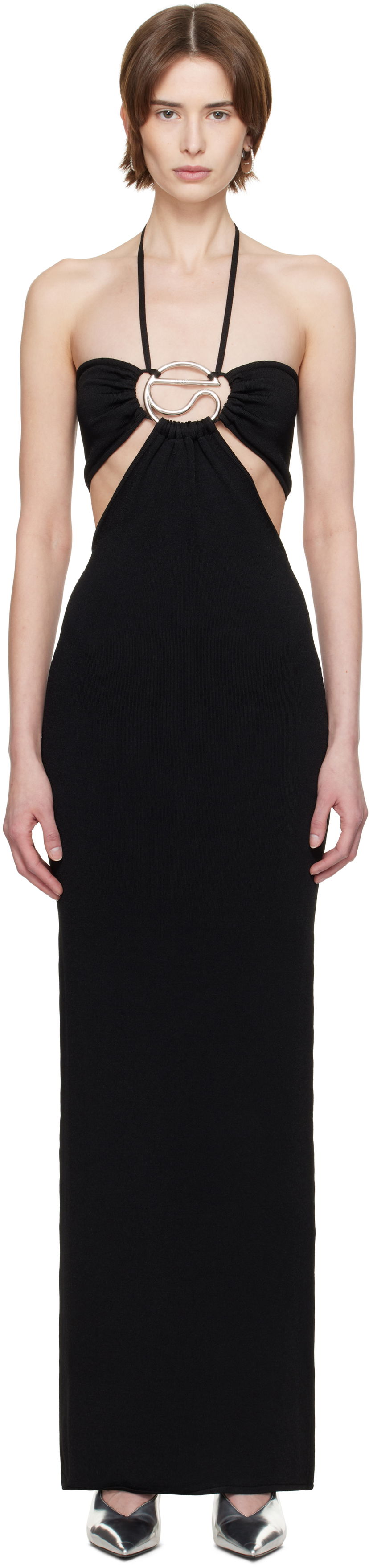 Kjole Coperni Coperni Knitted Halter Maxi Dress Sort | COPML135Y3010