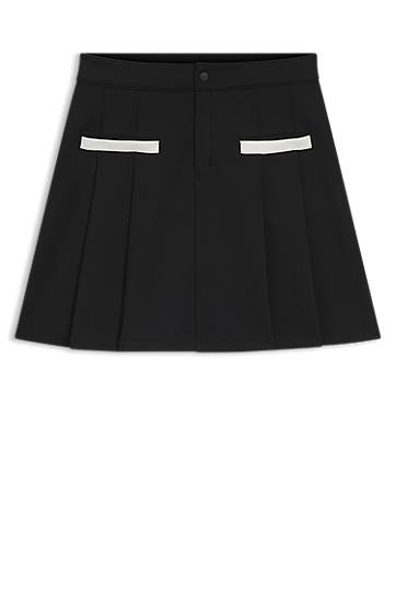 Nederdel BOSS Pleated Jersey Skirt with Contrast Trim Sort | 50542759