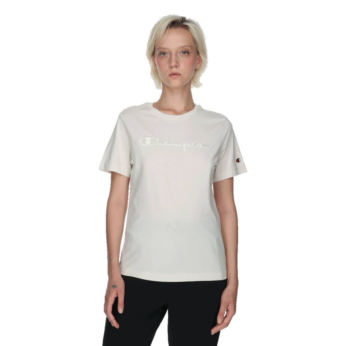 T-shirt Champion Embroidered Logo T-Shirt Hvid | 118382-WW056, 0