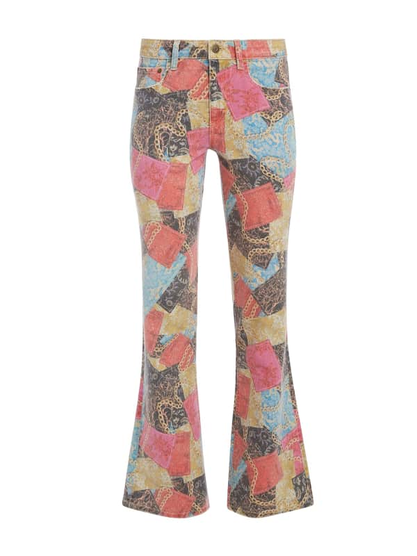 Bukser og jeans GUESS Printed Denim Flared Jeans Beige | W3GU18D4SK2, 0