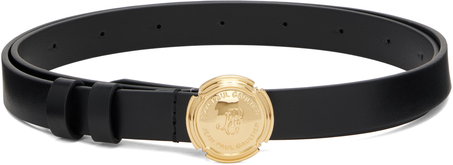 Bælter Jean Paul Gaultier Jean Paul Gaultier Leather Belt with Gold Buckle Sort | 25/03-W-AC007-L037-00, 0