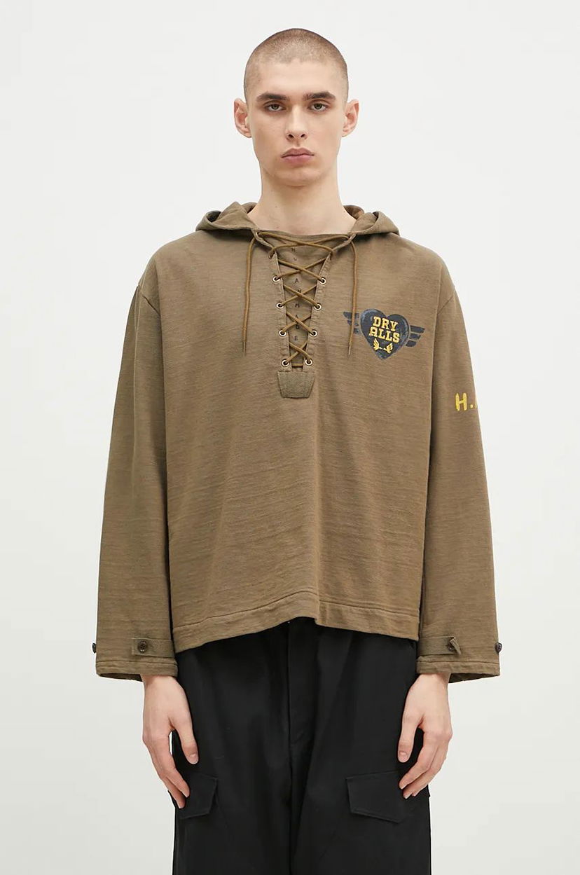 Sweatshirt Human Made Lace-Up Hooded Pullover Grøn | HM28CS007