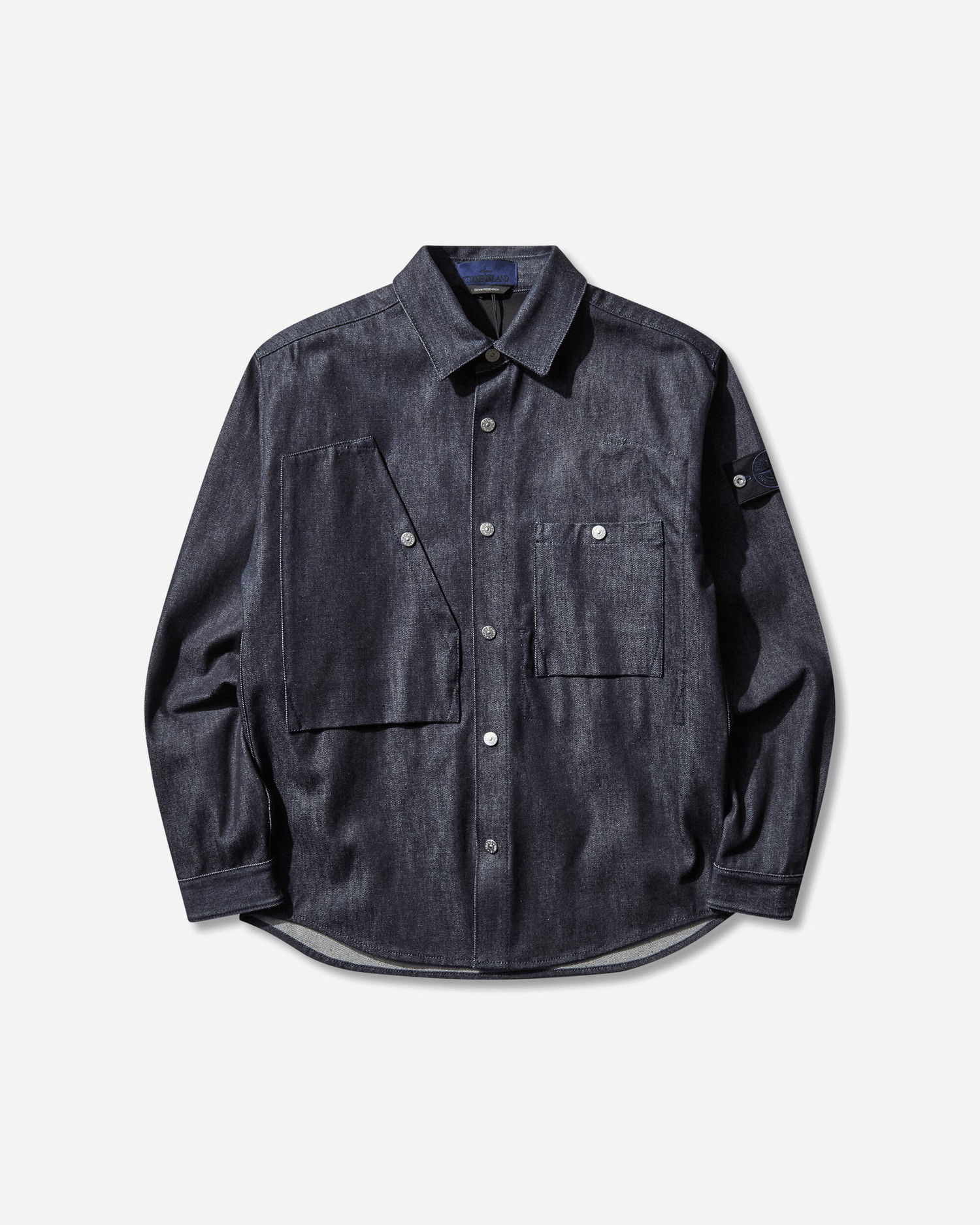 Skjorte Stone Island Long Sleeve Raw Denim Patch Pocket Shirt Mørkeblå | K2S15-1100008-S00J8 VJ200, 0