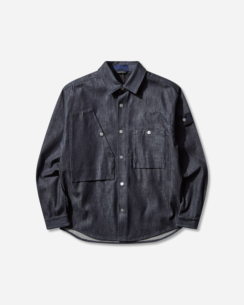 Skjorte Stone Island Long Sleeve Raw Denim Patch Pocket Shirt Mørkeblå | K2S15-1100008-S00J8 VJ200