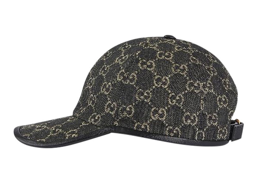 Kasket Gucci Logo Denim Baseball Cap Black Sort | 656206 3HAF8 1060