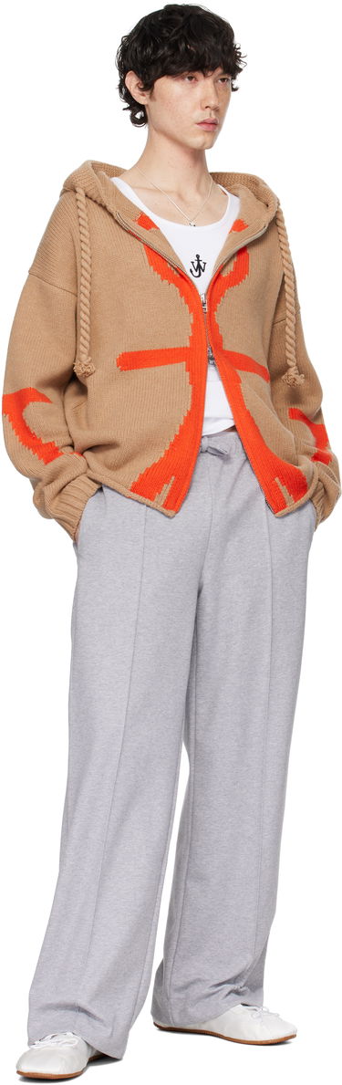 Sweater JW Anderson JW Anderson Anchor Logo Knit Zip Hoodie Brun | KW1345-YN0170, 3