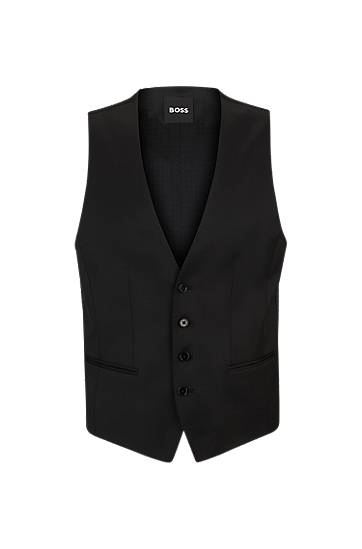 Vest BOSS BOSS Slim-Fit Virgin-Wool Serge Waistcoat Sort | 50469160