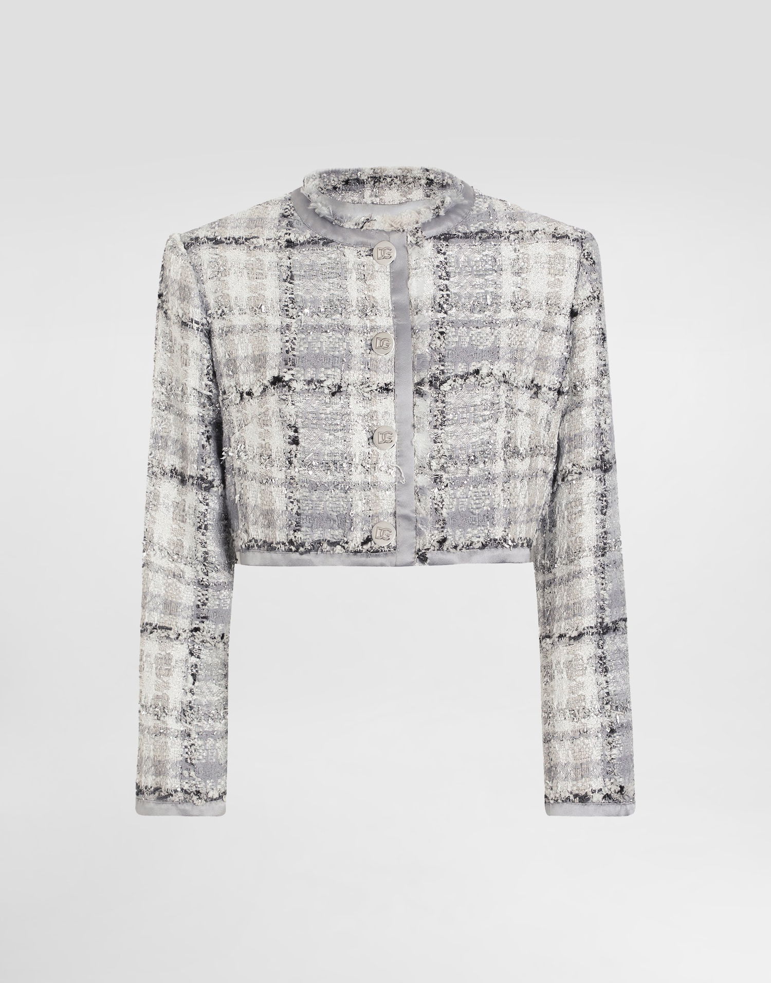 Vest Dolce & Gabbana Short Check Lurex Tweed Jacket Grå | F27DQTFQZAES8100, 0
