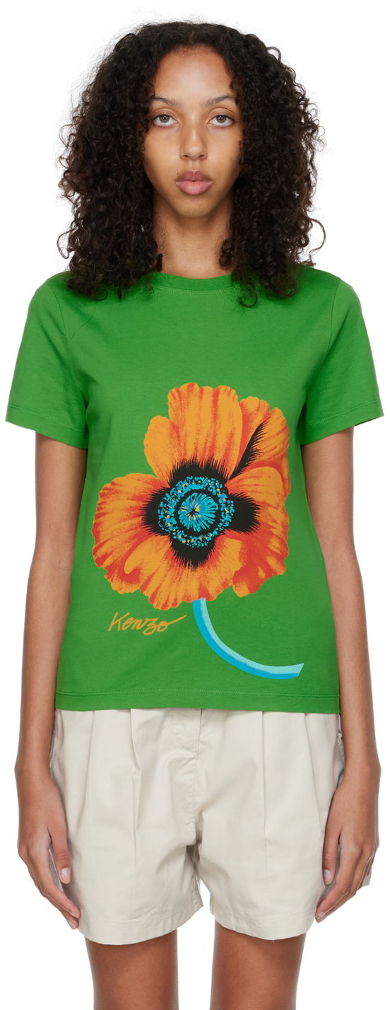 T-shirt KENZO Paris Poppy T-Shirt Grøn | FC62TS0134SO, 0
