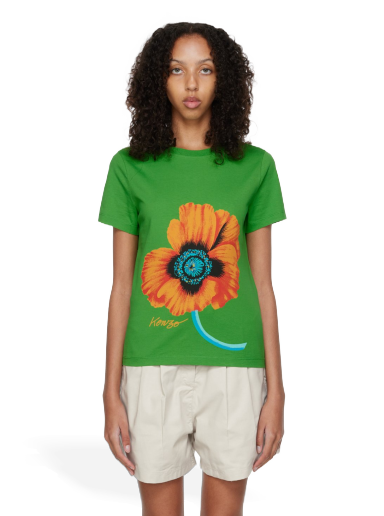 T-shirt KENZO Paris Poppy T-Shirt Grøn | FC62TS0134SO