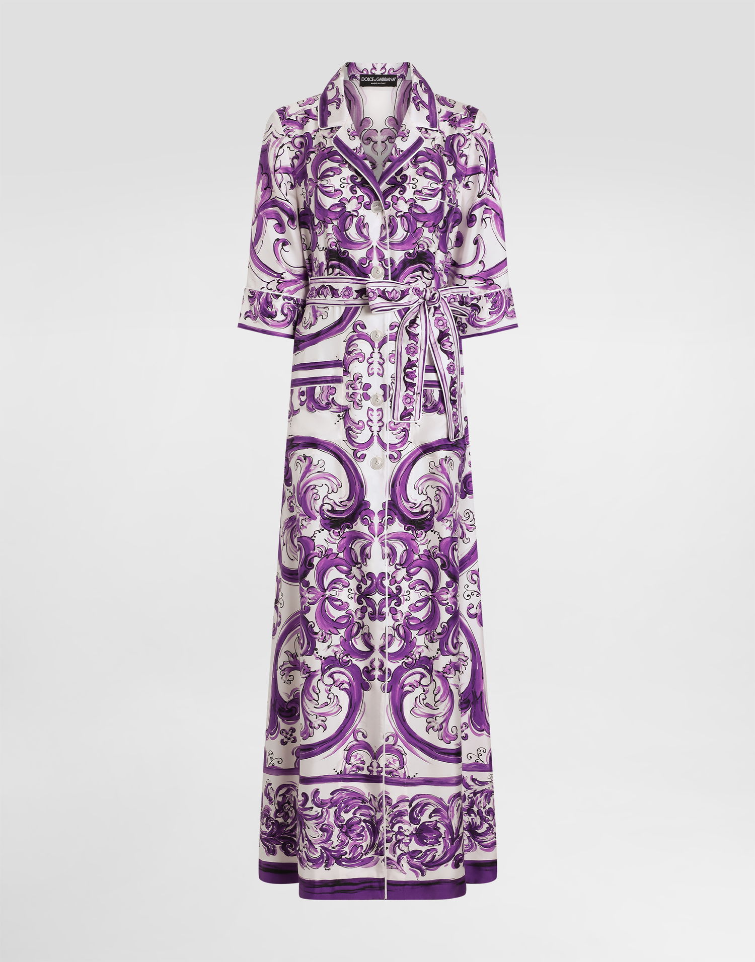 Kjole Dolce & Gabbana Dolce & Gabbana Long Majolica-Print Silk Robe Lilla | F0AH2THI1S5HP5DQ, 0