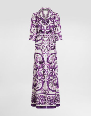 Kjole Dolce & Gabbana Dolce & Gabbana Long Majolica-Print Silk Robe Lilla | F0AH2THI1S5HP5DQ, 0